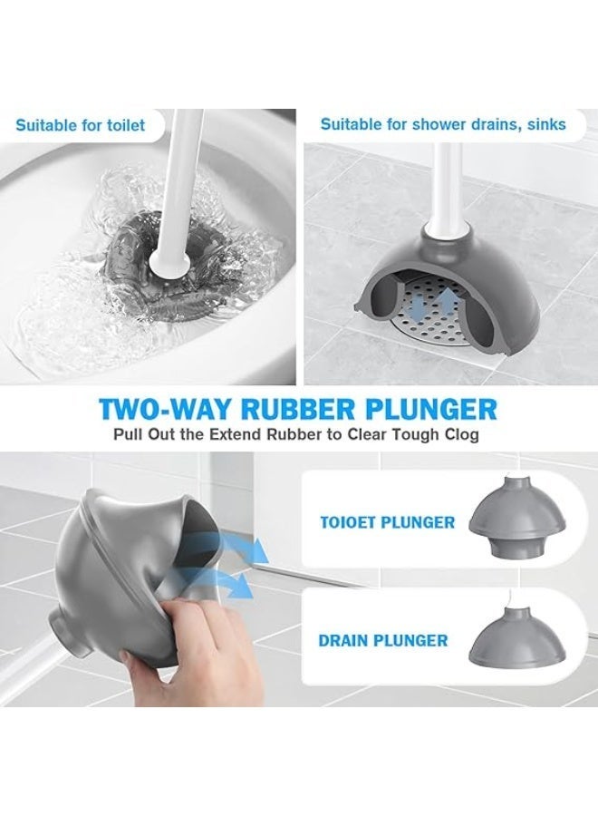 1PSC Toilet Plunger and Brush, Silicone Bowl Brush and Heavy Duty Toilet Plunger Set with Ventilated Holder, 2-in-1 Toilet Brush and Plunger Combo for Bathroom Cleaning - Image 2